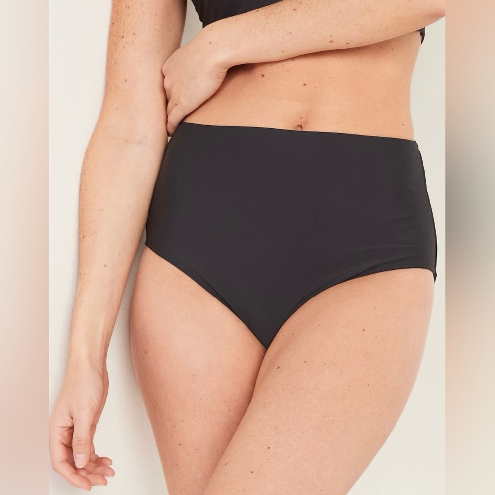 🆕 Old Navy Women’s High-Waisted Bikini Swim Bottoms Black Large 12-14 L